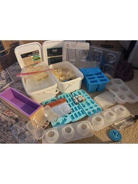 Soap making crafts soaps , molds , dyes , cutters , thermometer and more